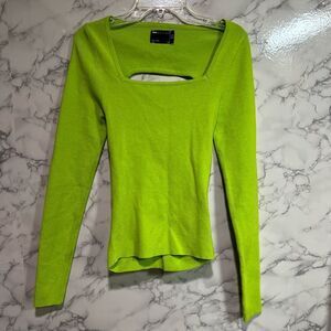 ASOS DESIGN sweater with cut out ruched back detail in lime green Size 4